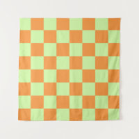 Orange Green Citrus Chequered Gingham Pattern