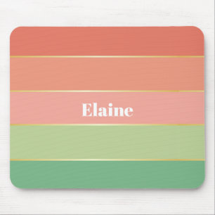 Orange Green Custom Summer Color Block Stripes Mouse Pad