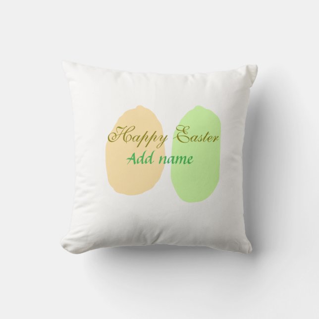 Orange green egg happy easter add name message sim cushion (Front)