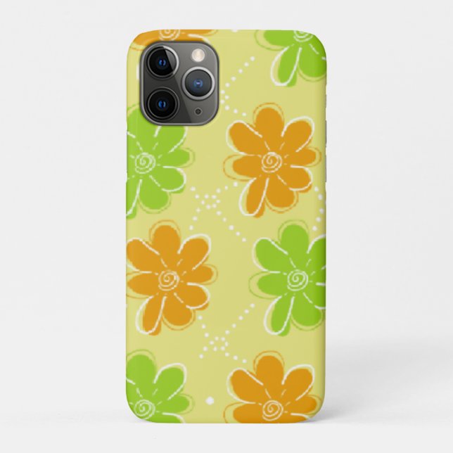 Orange & Green Floral Pattern Case-Mate iPhone Case (Back)