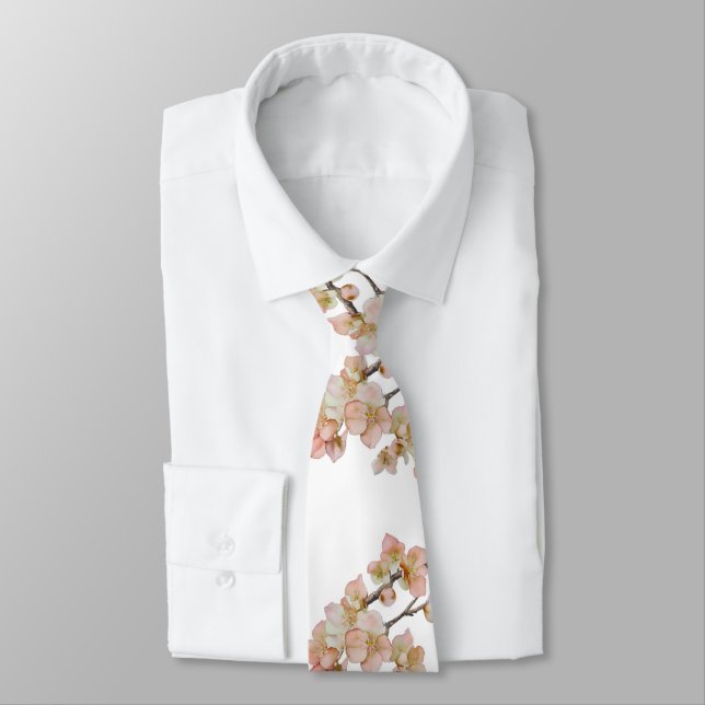 Orange green floral tree blossoms tie (Tied)