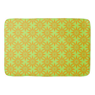 Orange Green Flower Seamless Pattern Bath Mat