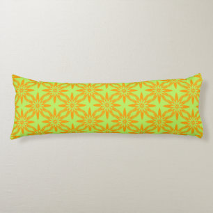 Orange Green Flower Seamless Pattern Body Cushion