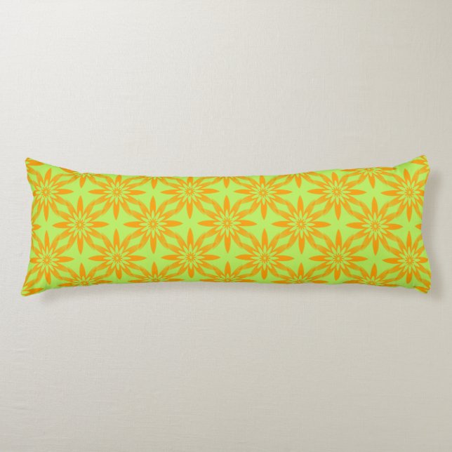 Orange Green Flower Seamless Pattern  Body Cushion (Front)