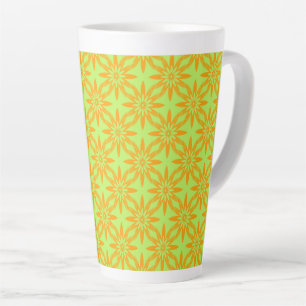 Orange Green Flower Seamless Pattern Latte Mug