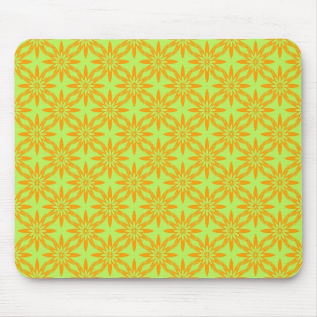 Orange Green Flower Seamless Pattern Mouse Pad (Front)