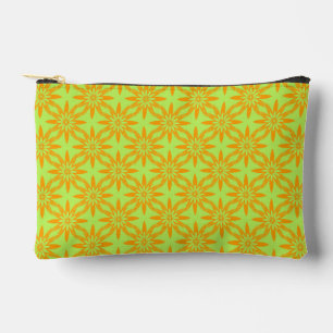 Orange Green Flower Seamless Pattern Small Accessory Pouch