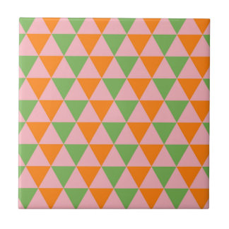 Orange Green Geometric Triangle Pattern Ceramic Tile