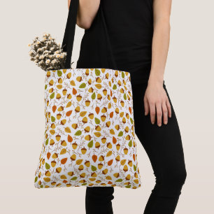 ORANGE GREEN GOLD AUTUMN ACORNS TOTE BAG