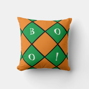 Orange & green Halloween boo Throw Pillow