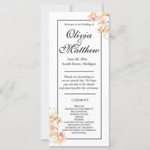 Orange green ivory floral blossoms elegant script