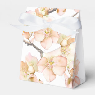 Orange green ivory floral spring tree blossoms favour box