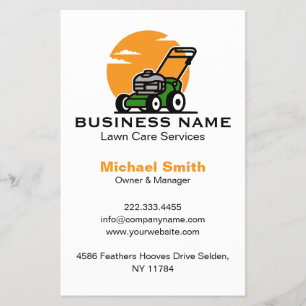 Orange Green Lawn Mowing Service Flyer