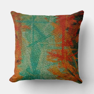 Orange Green Leather Cushion