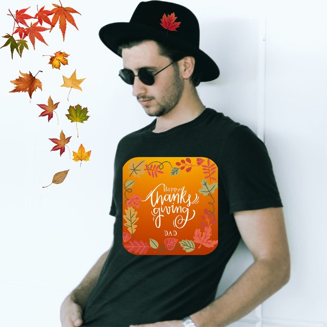 Orange Green Maple Family Happy Thanksgiving Mens T-Shirt (Creator Uploaded)