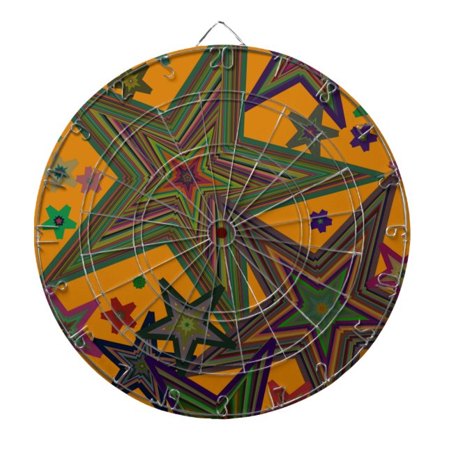 Orange Green Party Stars Dartboard (Front)