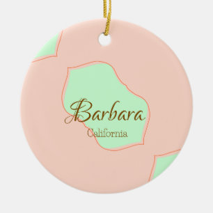 Orange green pastel boho add name place rustic ele ceramic ornament