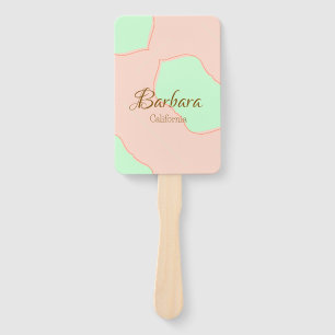 Orange green pastel boho add name place rustic ele hand fan