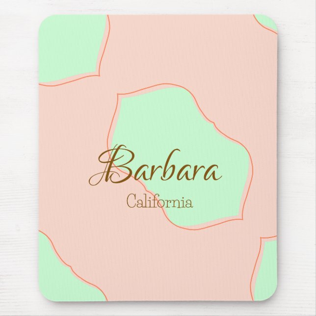Orange green pastel boho add name place rustic ele mouse pad (Front)