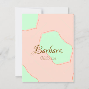 Orange green pastel boho add name place rustic ele postcard