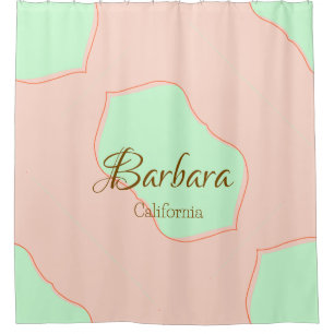 Orange green pastel boho add name place rustic ele shower curtain