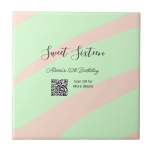 Orange green pastel  QR  Sweet sixteen birthday  Ceramic Tile