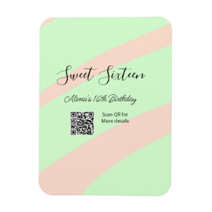 Orange green pastel QR Sweet sixteen birthday Magnet
