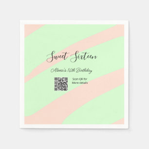 Orange green pastel QR Sweet sixteen birthday Napkin