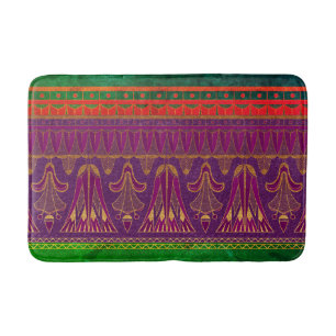 Orange green purple bohemian gipsy soul accent bath mat