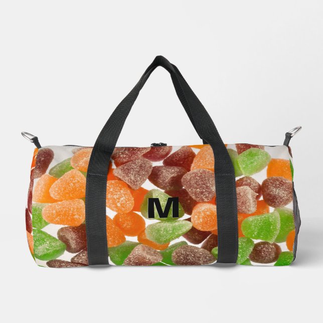 Orange green red gum candy sprinkle sugar Monogram Duffle Bag (Front)