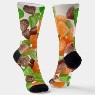 Orange green red gum candy sprinkled with sugar socks