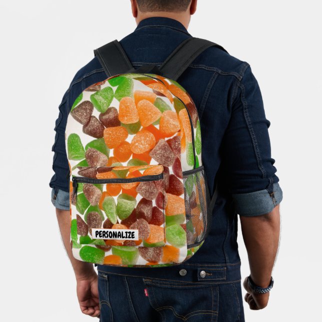 Orange green red gum candy sugar Custom text Printed Backpack (Insitu (Model))