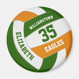 orange green school colours team name volleyball magnet