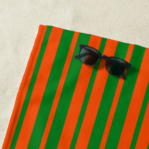 Orange Green Stylish Stripes Pattern Design  Beach Towel