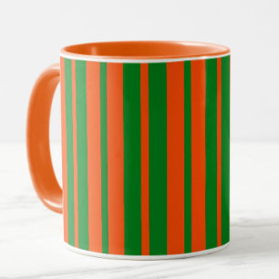Orange Green Stylish Stripes Pattern Design  Mug
