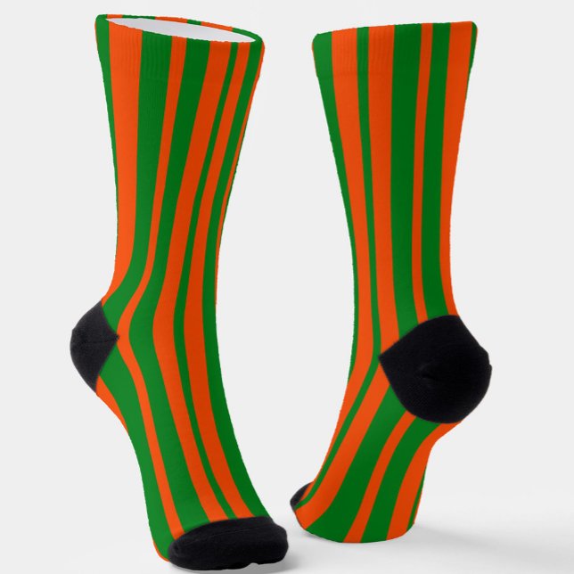 Orange Green Stylish Stripes Pattern Design  Socks (Creator Uploaded)
