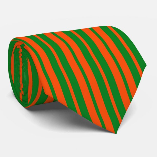 Orange Green Stylish Stripes Pattern Design  Tie (Creator Uploaded)