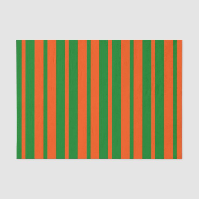 Orange Green Stylish Stripes Pattern Design  Tissue Paper (Front)