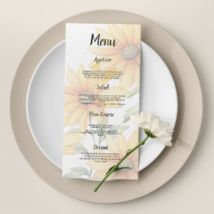 Orange green sunflower summer floral Wedding Menu