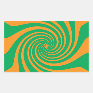 Orange green swirl rectangular sticker