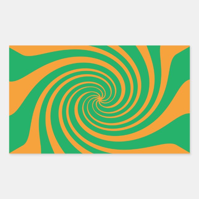 Orange green swirl rectangular sticker (Front)