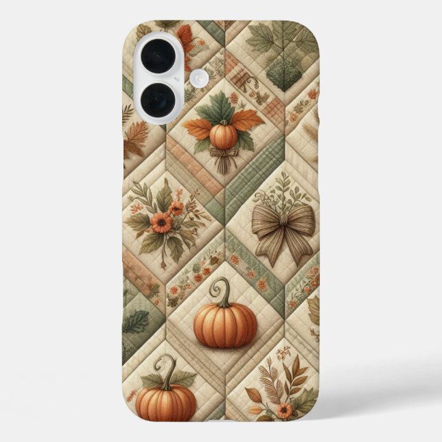ORANGE GREEN TAN PATCHWORK LOOK FALL PATTERNS Case-Mate iPhone CASE (Back)