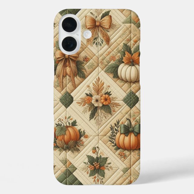 ORANGE GREEN TAN PATCHWORK LOOK FALL PATTERNS Case-Mate iPhone CASE (Back)