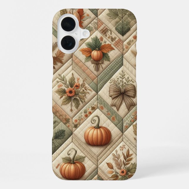 ORANGE GREEN TAN PATCHWORK LOOK FALL PATTERNS iPhone CASE (Back)