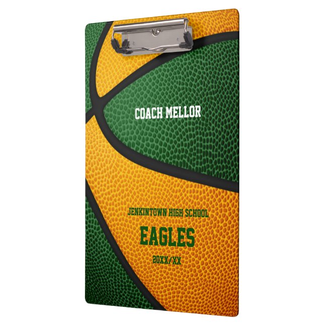 orange green team colours basketball coach name clipboard (Left)