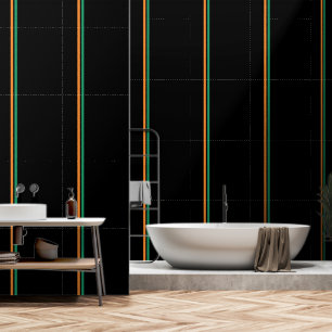 Orange Green Vertical Stripe Black Wallpaper