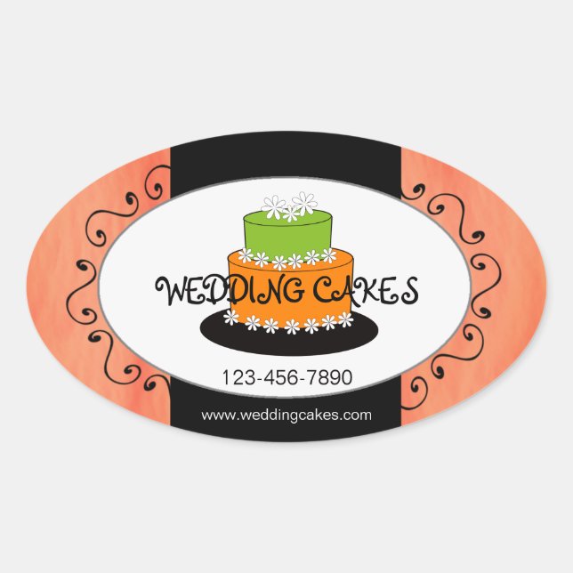 Orange Green Wedding Cake Bakery Product Sticker (Front)