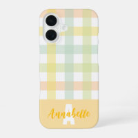 Orange Green Yellow Blue Pastel Gingham Monogram