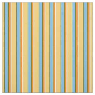 Orange Green Yellow Light Blue Stripes Pattern Fabric