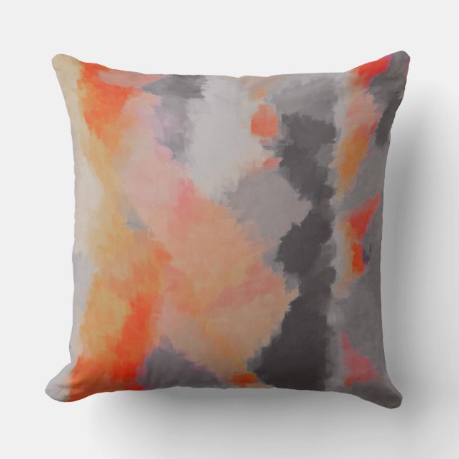 Orange Grey Abstract Cushion (Front)